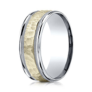 8mm YG Hammered Rounded Edge Wedding Band by Benchmark Rings in 14K Two-Tone Gold