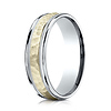 6mm YG Hammered Rounded Edge Wedding Band by Benchmark Rings in 14K Two-Tone Gold