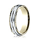 6mm Domed Striped Comfort-Fit 14K Two-Tone Gold Wedding Band by Benchmark Rings thumb 0