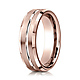 6mm Polished Striped Beveled Benchmark Wedding Band in 14K Rose Gold thumb 0