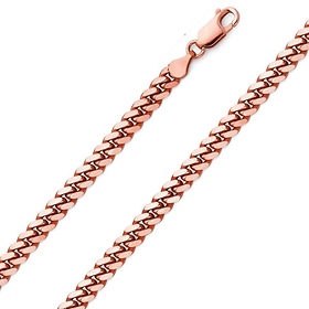 5mm 14K Rose Gold Solid Men's Miami Cuban Link Chain Bracelet