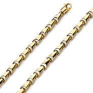 5.1mm Solid 14k Yellow Gold Solid Men's Fancy Bullet Link Chain Necklace 26in