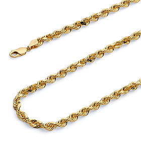 4.5mm 14K Yellow Gold Men's Diamond-Cut Rope Chain Bracelet - Heavy 8.5in
