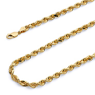 4.5mm 14K Yellow Gold Men's Diamond-Cut Rope Chain Bracelet - Heavy 8.5in