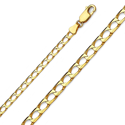 3.5mm 14K Yellow Gold Solid Square Curb Cuban Link Chain Necklace 20-24in