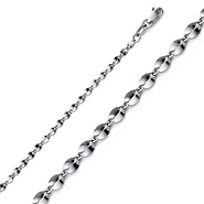 2.2mm 14K White Gold Solid Curved Mirror Chain Necklace 16-24inch