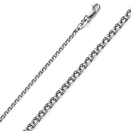 2mm 14K White Gold Solid Flat Open Spiga Wheat Chain Necklace 16-24inch