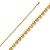 1.9mm 14K Yellow Gold Solid Moon Cut Ball Chain Necklace 16-22inch