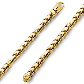 6mm 14K Yellow Gold Solid Men's Fancy Franco Chain Necklace 26in