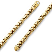 6mm 14K Yellow Gold Solid Men's Fancy Franco Chain Necklace 26in