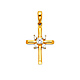 Small Starburst CZ Rod Cross Pendant in 14K Yellow Gold thumb 0
