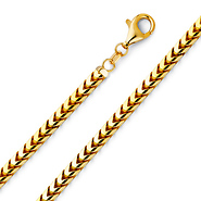 4.25mm 14K Yellow Gold Solid Men's Square Franco Chain Necklace 20-30in