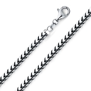 4.25mm 14K White Gold Solid Men's Square Franco Chain Necklace 20-30in