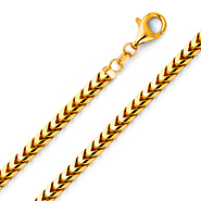 5mm 18K Yellow Gold Solid Men's Square Franco Chain Necklace 20-30in