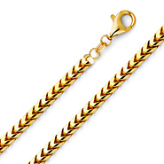 5mm 14K Yellow Gold Solid Men's Square Franco Chain Necklace 20-30in