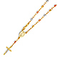 4mm Mirrorball Bead Our Lady of Guadalupe Rosary Bracelet in 14K Tricolor Gold thumb 0