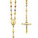 4mm Mirrorball Bead Our Lady of Guadalupe Rosary Necklace in 14K Tricolor Gold 26in thumb 0