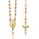 3mm Moon-Cut Bead Our Lady of Guadalupe Rosary Necklace in 14K Tricolor Gold 18in thumb 0