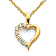 CZ Open Journey Heart Pendant Necklace with Cable Chain - 14K Yellow Gold 16-22in thumb 0