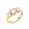 1-CT 3-Stone Round-Cut Basket-Set CZ Engagement Ring in 14K Yellow Gold