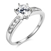 1-CT Round-Cut 6-Prong & Channel-Set CZ Engagement Ring in 14K White Gold