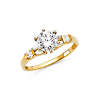 1.25-CT Six-Prong Round & Bar Baguette CZ Engagement Ring in 14K Yellow Gold