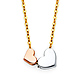 Floating Duo Hearts Pendant Necklace in 14K Tricolor Gold thumb 0
