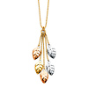 Ovate Leaves Tassel Charm Necklace in 14K Tricolor Gold