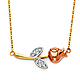 Red Rose CZ Floating Pendant Necklace in 14K Tricolor Gold thumb 0
