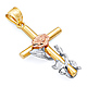 Medium Rose Cross Pendant in 14K Tricolor Gold thumb 0