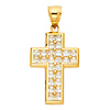 Small Pave Princess-Cut Cross Pendant in 14K Yellow Gold