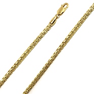 4mm 14K Yellow Gold Solid Men's Diamond-Cut Box Chain Necklace 20-30in