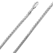 4mm Solid 14K White Gold Men's Diamond-Cut Box Chain Necklace 20-30in