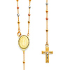 2.5mm Mirrorball Bead Our Lady of Guadalupe Rosary Necklace in 14K Tricolor Gold 20in