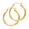 Small Twisted Satin Diamond-Cut Hinge Hoop Earrings - 14K Yellow Gold 2.6mm x 0.9 inch