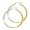 14K Two-Tone Gold Medium Twisted Polish & Rope Design Hoop Earrings - 1.5 inch