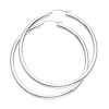Large High Polished Thick Hoop Earrings - 14K White Gold 3mm x 2.1 inch