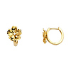 Slender Faceted Flower CZ Huggie Hoop Earrings - 14K Yellow Gold