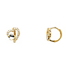 Open Heart Design CZ Huggie Hoop Earrings - 14K Yellow Gold