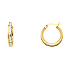 Mini Baguette-Cut Channel-Set CZ Hoop Earrings - 14K Yellow Gold 3mm x 0.3 inch