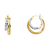 Petite Double CZ Hoop Earrings - 14K Two-Tone Gold 5mm x 0.5 inch