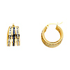 Mini Triple Blue Cubic Zirconia Hoop Earrings - 14K Yellow Gold 6mm x 0.3 inch