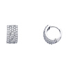 5-Row Pave 14K White Gold CZ Huggie Earrings 8mm x 13mm