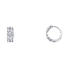 14K White Gold Milgrain 2-Row CZ Huggie Earrings 4mm x 11mm