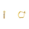 14K Yellow Gold Fancy Lever-back Round CZ Huggie Earrings