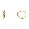 14K TriGold Double Flower CZ Huggie Earrings