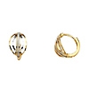 14K Two-Tone Gold Faceted & Matte Huggie Earrings - 9mm x 12mm