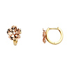 14K Two-Tone Gold Faceted Flower Round CZ Huggie Earrings