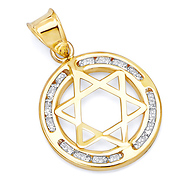 Encircled CZ Star of David Pendant in 14K Yellow Gold