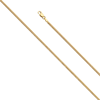 2mm 14K Yellow Gold Solid Miami Cuban Link Chain Necklace 16-24in